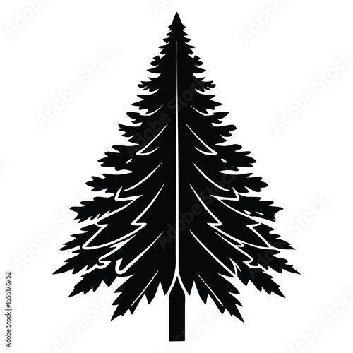 Pine Tree Silhouette – Black Evergreen Tree Vector for Nature, Camping & Outdoor Design