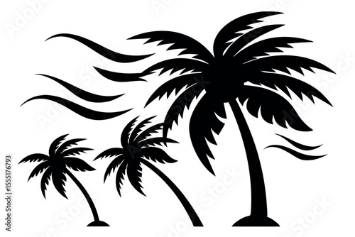 Coconut Tree Silhouette Vector Set – Tropical Island Nature Graphic Collection