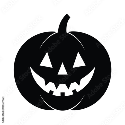 Smiling Halloween pumpkin vector silhouette