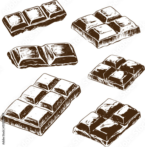 set of grunge vector chocolate bars