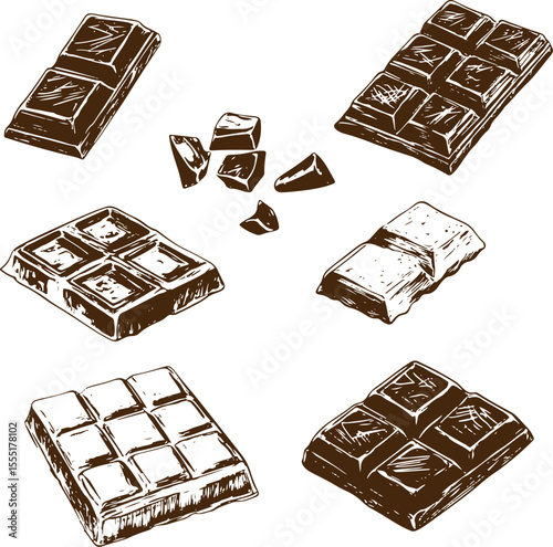 set of grunge vector chocolate bars