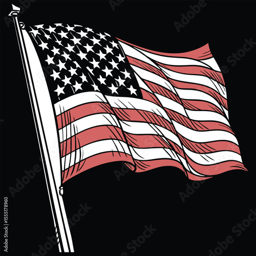 Grunge American Flag Vector – Distressed USA Patriotic Design for T-Shirts & Posters