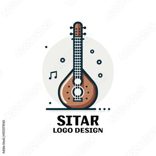 Sitar Vector Logo Design