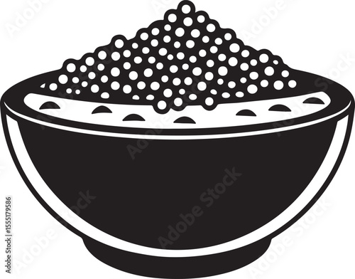 a bowl of quinoa silhouette, black and white silhouette, vector and illustration