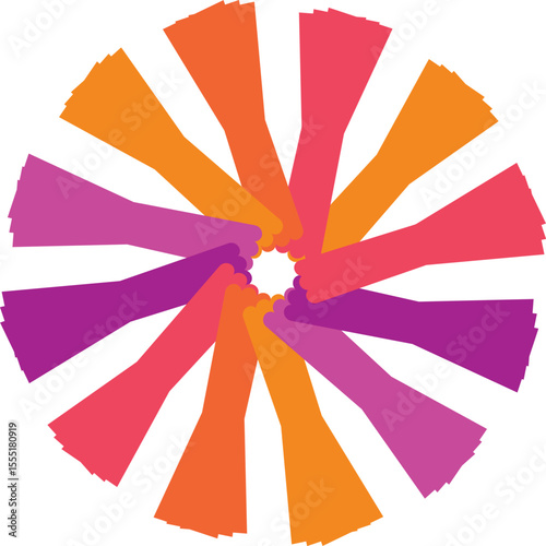 Abstract colorful ribbon design with festive shapes and patterns