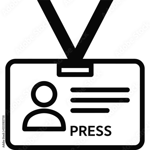 Press Badge Icon  Simple Vector Illustration of Identification Card