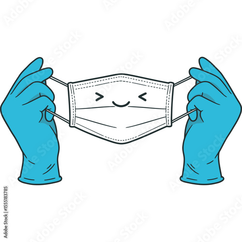 Happy Face Mask Illustration  Stay Safe with a Smile