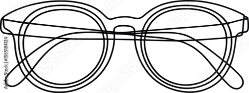 Minimal Eyeglasses One Line Drawing, Optical Glasses Vector Design.