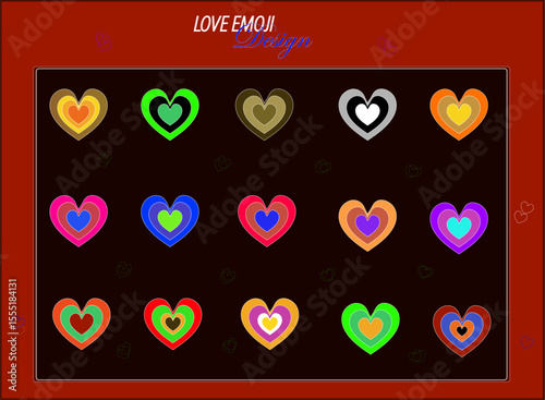 emoji Love colorful emoji in vector graphic design format on a red background.