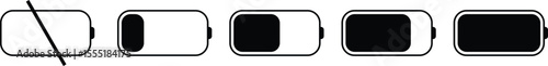 Battery charging icon set. Silhouette design element related to mobile vector collection isolated on transparent background, animated charging low to full charge. lighting power symbol for web and app