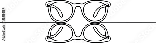 Minimal Eyeglasses One Line Drawing, Optical Glasses Vector Design.