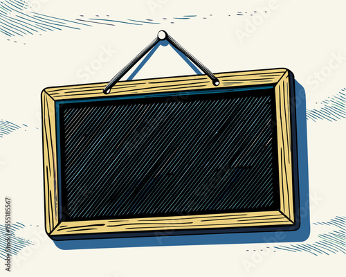 Blank Wooden Framed Chalkboard Sign Hanging on Wall