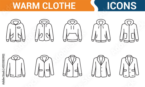 Vector illustrations of warm coats, jackets, and outerwear, ideal for winter fashion and cold-weather clothing designs.
