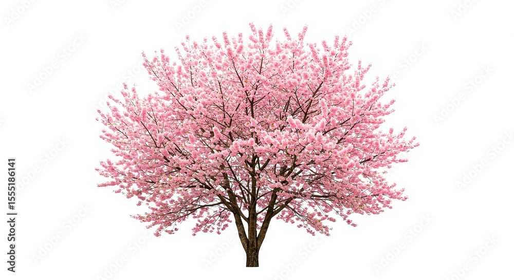 Fototapeta premium A stunning view of a fully bloomed cherry blossom tree with soft pink petals.