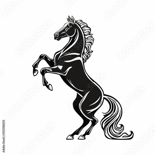 Horse Stand On Hind Legs Image vector Isolated on white Background.