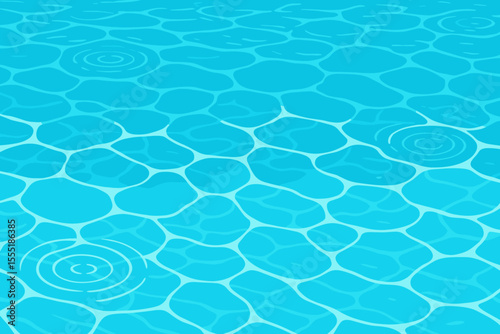 Crystal clear blue swimming pool water surface with sunlight reflections and ripple effect. Realistic seamless vector background. Summer aquatic texture. Clean fresh pool pattern illustration