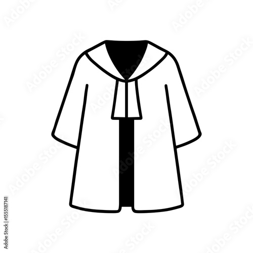 Judge robe icon representing judicial role and courtroom authority – outline version
