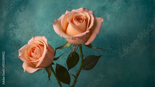 Roses on a turquoise background