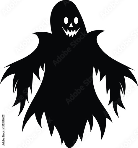 Spooky Black Ghost Silhouette for Halloween Holiday Designs and Decorations