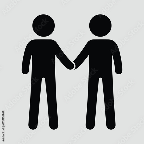 Silhouette of two people shaking hands partnership agreement Vector illustration