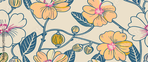 Peach & Cream Floral Pattern Seamless Texture