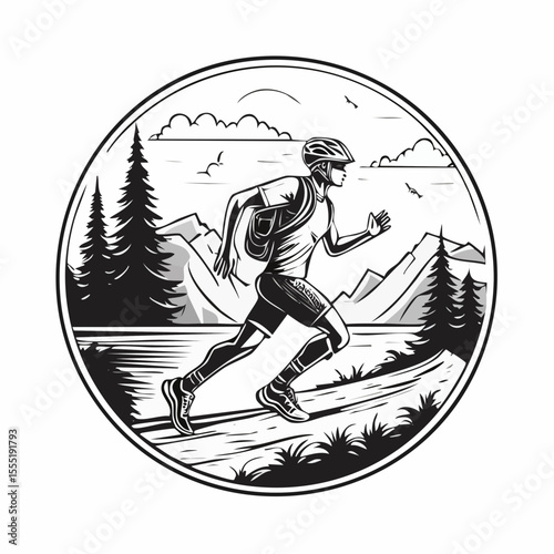 Trail Run Vector Art, Icons, and Graphics isolated on white background.