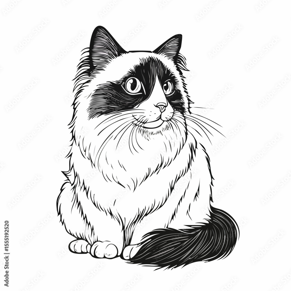 Obraz premium Ragdoll Cat Full Body image vector isolated on white background.