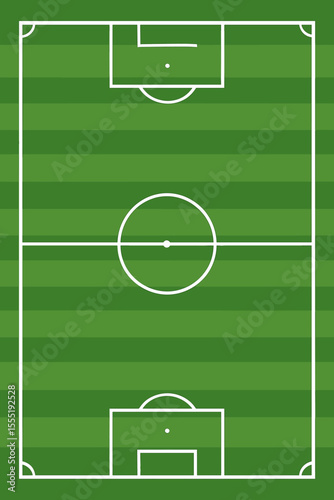 Vibrant Green Soccer Field with Crisp White Marking Lines, Top-Down View for Sports Events, Games, Championship Backgrounds. Vector Illustration.