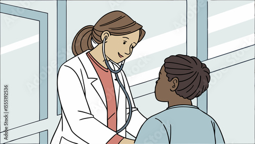 Doctor Examining a Child Patient in a Clinic.