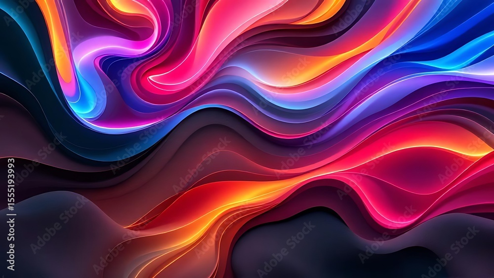 Obraz premium Flowing waves of vibrant color abstract background