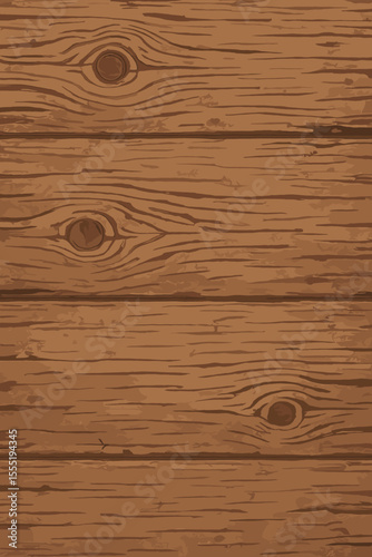 Rustic wooden plank texture background. Seamless natural wood grain pattern with knots. Weathered timber surface. Vintage cartoon illustration. Old barn board backdrop. Vector design