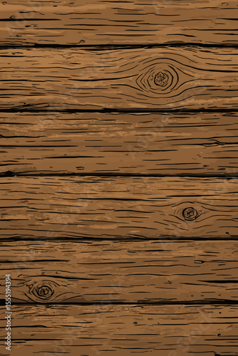 Rustic wooden texture seamless background. Natural wood grain pattern with knots and rough weathered planks. Vintage timber surface. Hand drawn vector illustration for flooring, wall, or table design