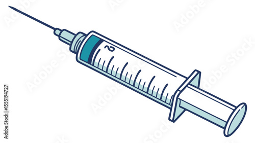 Detailed Illustration of a Medical Syringe with Needle.