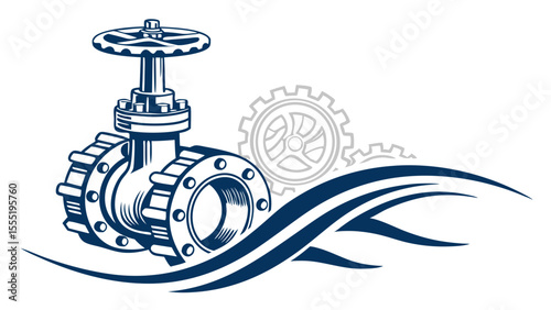 Industrial Valve with Gears and Flow Design Element.