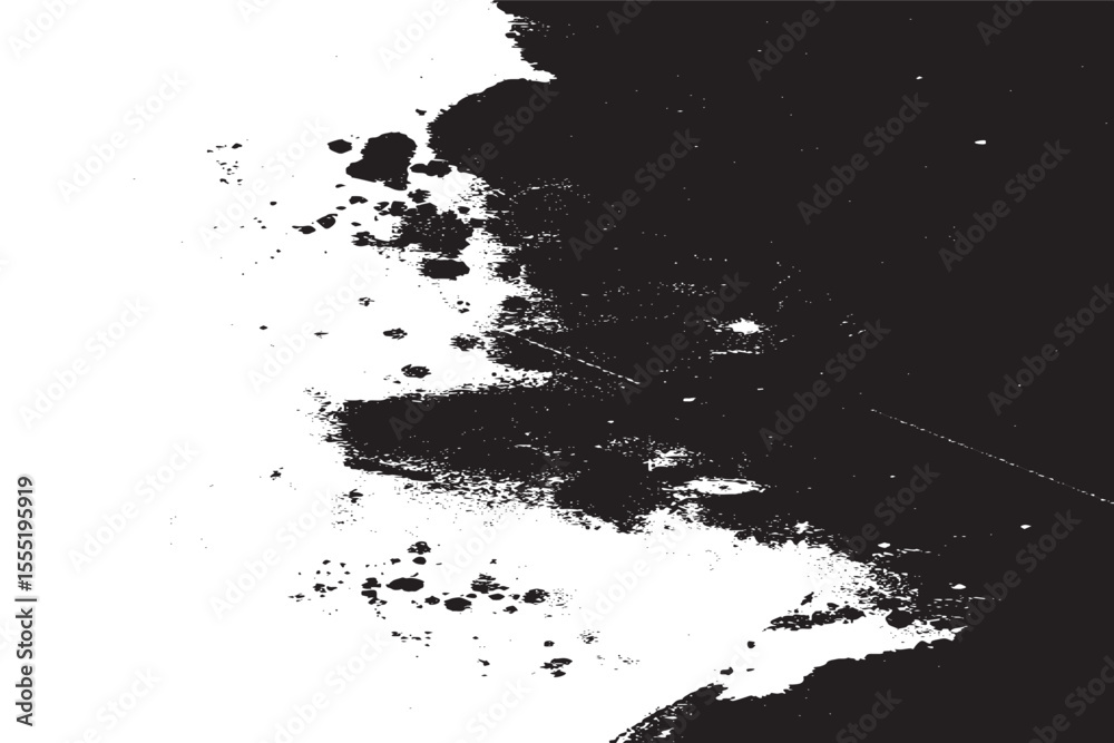 Obraz premium Grunge Ink Paint Stroke with Splatter Effect - High Contrast Abstract Texture