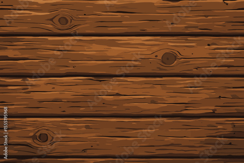 Rustic weathered brown wood plank wall seamless vector background. Old timber board cartoon texture. Natural wooden surface pattern, vintage lumber, farmhouse panel, construction material illustration