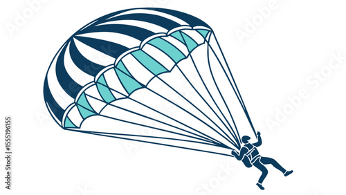 Paragliding Adventure with Striped Parachute.