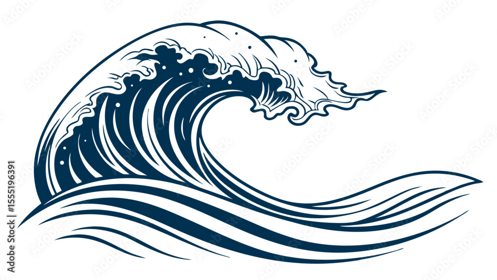 Fototapeta premium Powerful Red Ocean Wave Graphic Design.