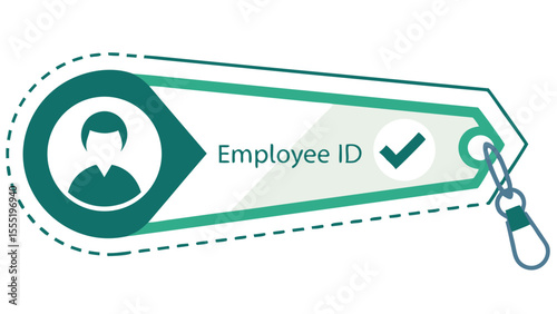 Teal Employee ID Tag with Profile Icon and Chain.