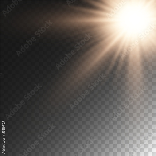 Realistic Sun Light Rays Effect on Transparent Background