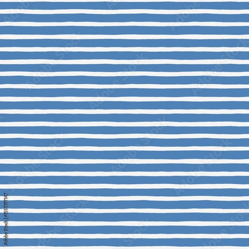 Simple hand drawn stripes seamless pattern, marine paper, school page, white on blue