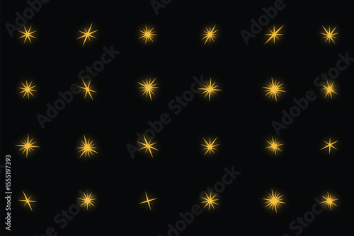 Illustration Vector with Set of Variant Sparkling Stars