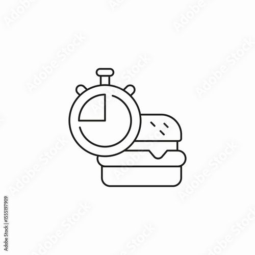 burger stopwatch fastfood icon sign vector