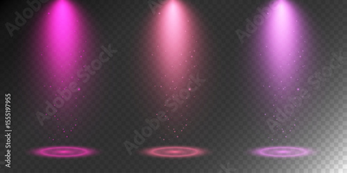 Golden Magic Spotlight Beam with Glowing Particles on Transparent Background