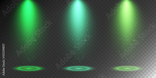 Golden Magic Spotlight Beam with Glowing Particles on Transparent Background