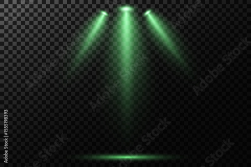 Golden Magic Spotlight Beam with Glowing Particles on Transparent Background