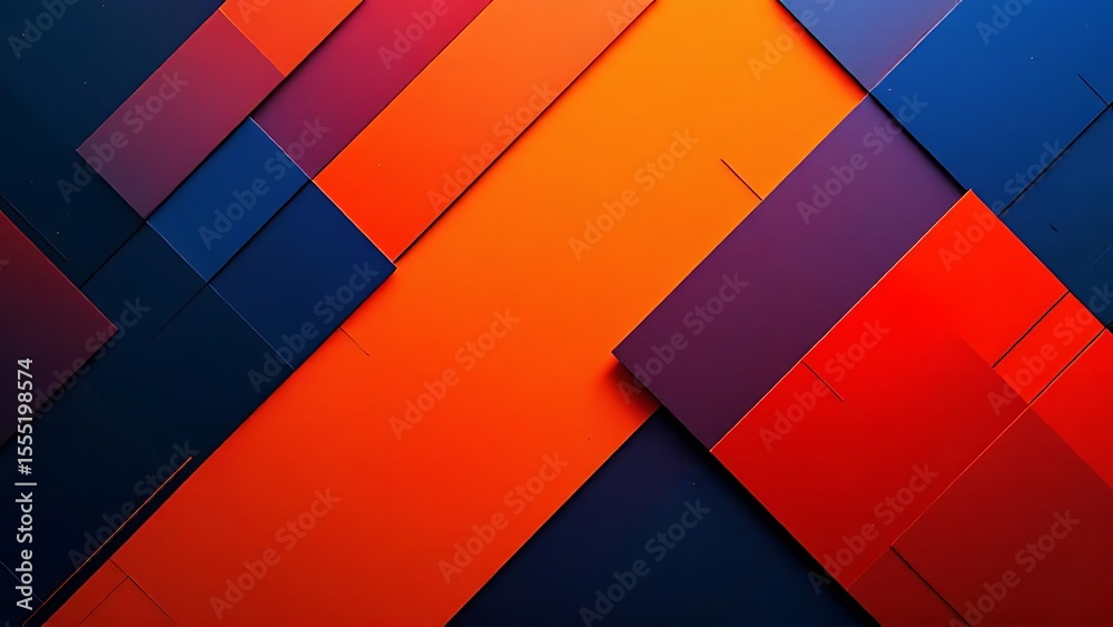 Fototapeta premium Geometric planes vibrant abstract shapes orange