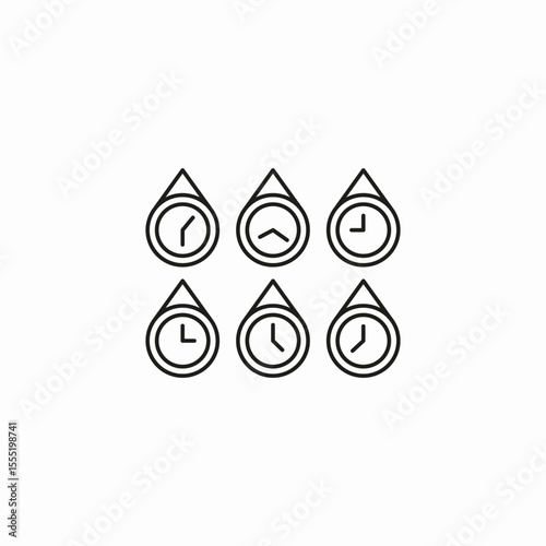 multiple clocks display icon sign vector