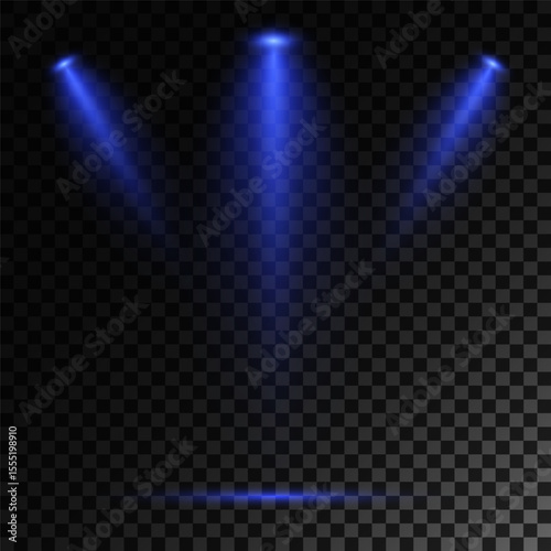 Realistic White Spotlight Beam on Transparent Background
