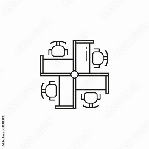 office cubicle layout icon sign vector